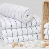 NEW HORIZONS
White – 100% Cotton

ITEM	SIZE	LBS/DZ
XL Bath Towel	27x54	17 #/dz
Hand Towel	16x30	5.75 #/dz
Hemmed Wash	13x13	1.75 #/dz
Bath Mat	21x36	12 #/dz
Bath Sheet	35x68	22 #/dz
